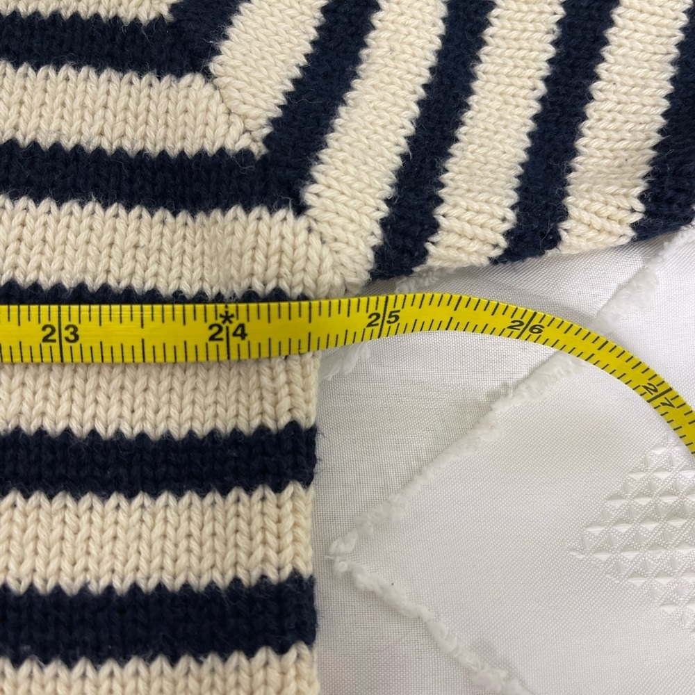 Liz Claiborne Women’s  Nautical Sweater Stripes Blue Ivory Long Sleeves Large - Picture 8 of 9